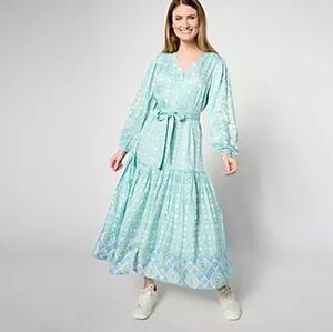 Destination 365 Regular Printed Modal Maxi Dress with Self Belt Size MP